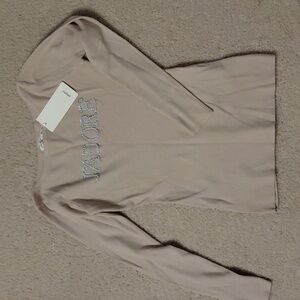 J'Adore Beige Long Sleeve Crop Top